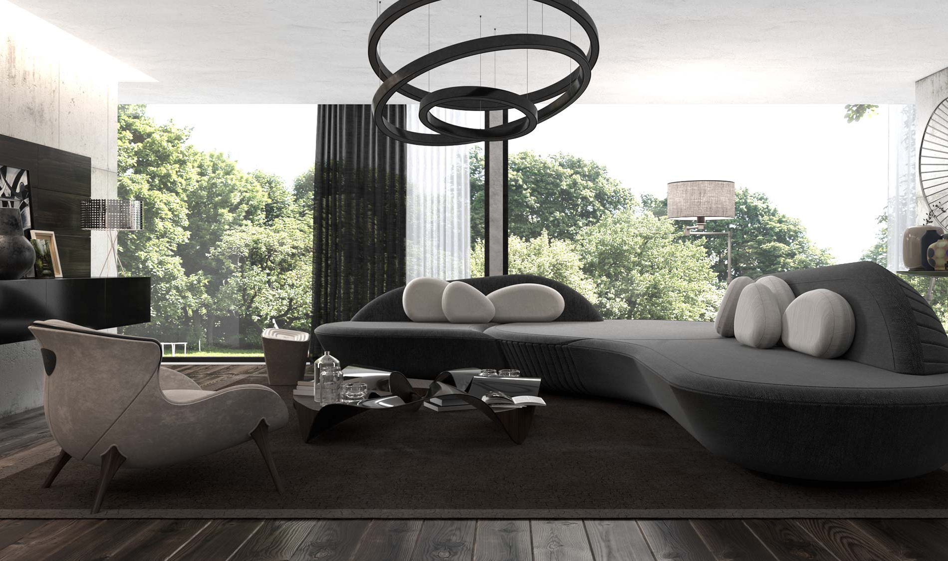 Como contratar um arquiteto para o seu projeto? 7 dicas para não errar. ambiente sala de estar em 3D. projeto dpo Obra Atelier da marca Alma de Luce